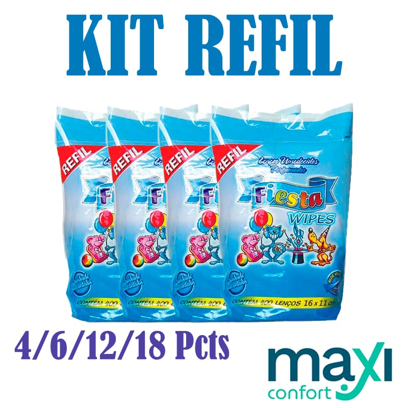 Kit 4-18 Refil De Lenços Umedecidos Fiesta Com 400 Unidades DIRETO DA FÁBRICA