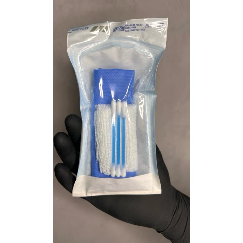 5 ou 10 Unds Kit estéril para Body Piercing c/ gaze, cotonete, campo cirúrgico ou touca