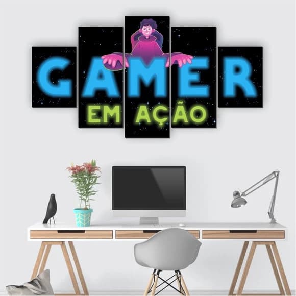 Quadro Decorativo Gamer Videogame Controle Jogos Ação Diversão Tecnologia Jogador Competição