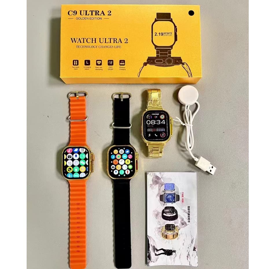 2025 C9 Ultra 2 NFC Relógio Smartwatch Gold Smart Watch Sem Fio Bluetooth Chamada Homens Mulheres Série Esportiva PK HK9