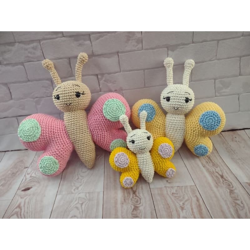 Kit e unidade borboletas crochê amigurumi e tamanhos - decoração