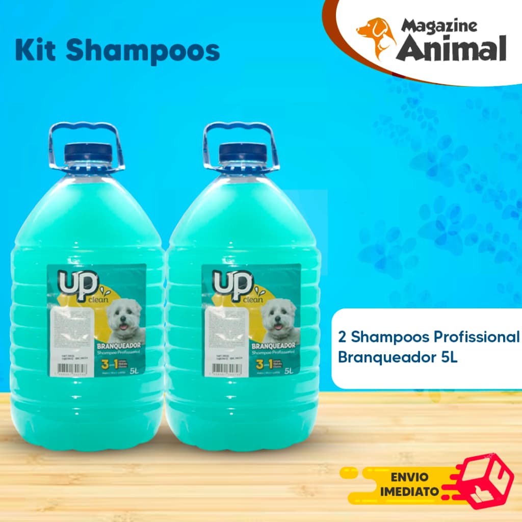 Kit Shampoo para cachorro 2 Shampoo Profissional Branqueador 5L UP Clean