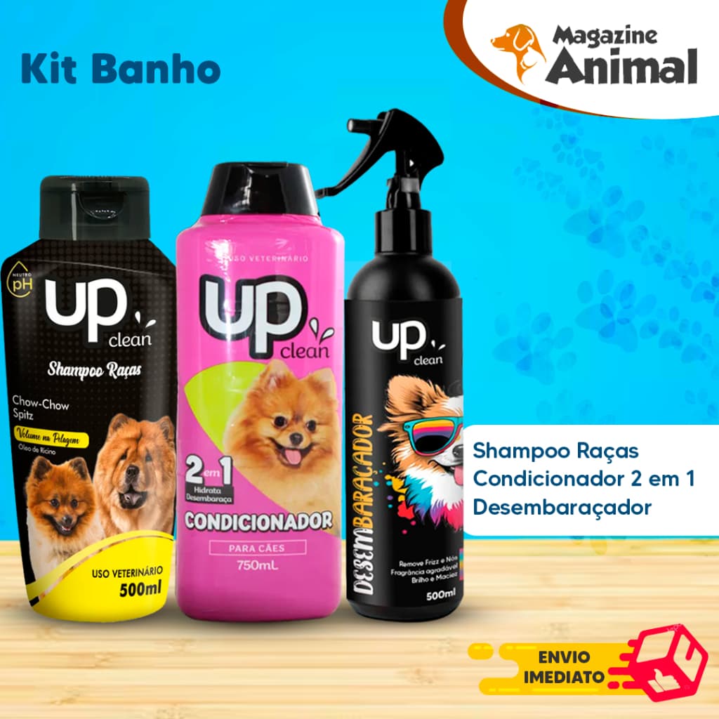 Kit banho Shampoo Para Cachorro pet Shampoo para cães Chow Chow-Spitz + Desembaraçador+Condicionador
