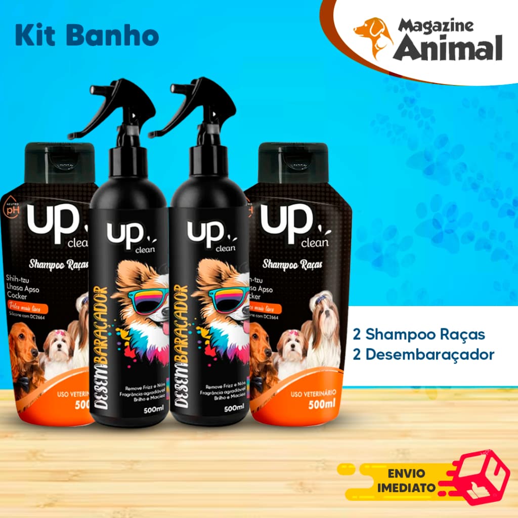 Kit shampoo para cachorro 2 Shampoo Raças Shih-Tzu - Lhasa - Cocker 500ml + 2 Desembaraçadores