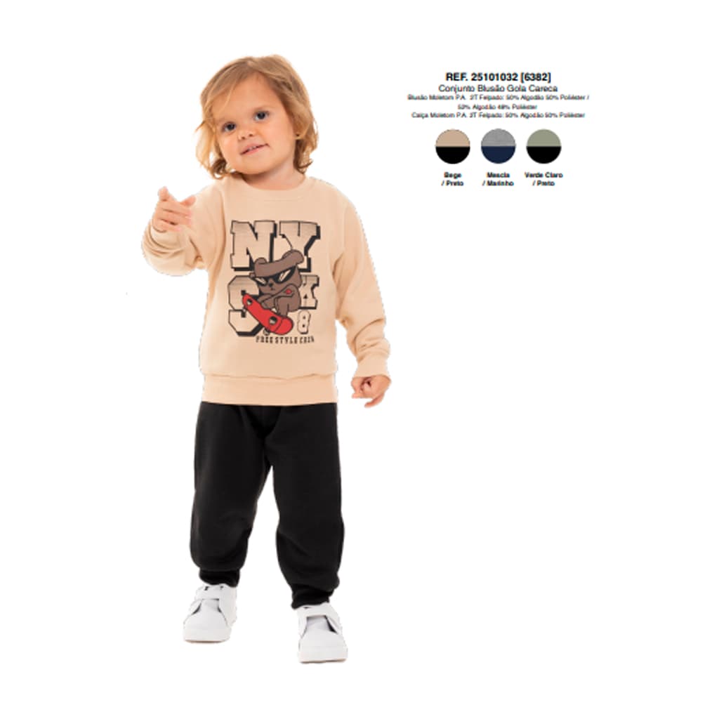 Kit Conjunto Blusa Moletom Calça Moletom Infantil  100% algodão