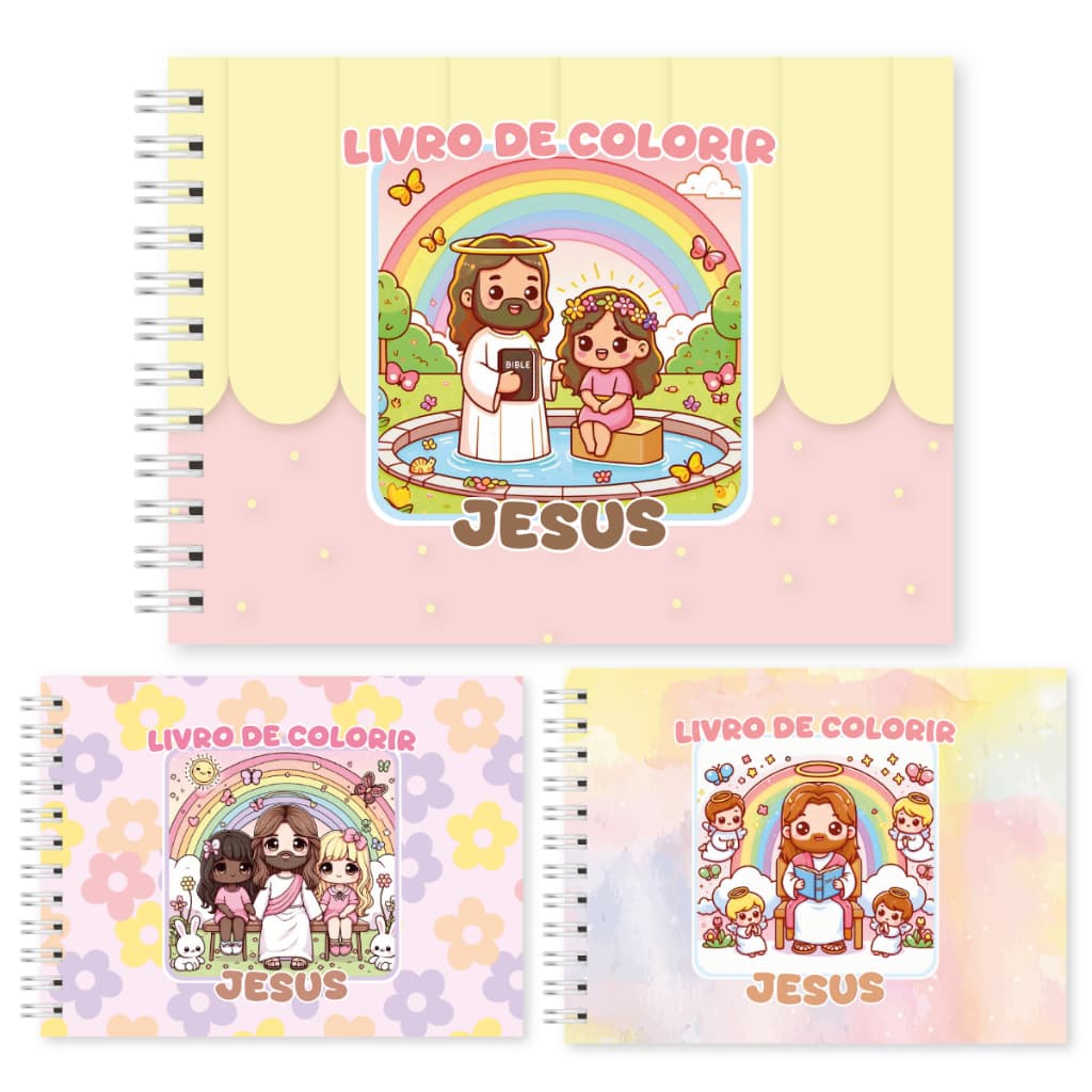 Livro de Colorir Cristão 50 Folhas Jesus Capa Dura Personalizado Coloring Book Caderno Desenho