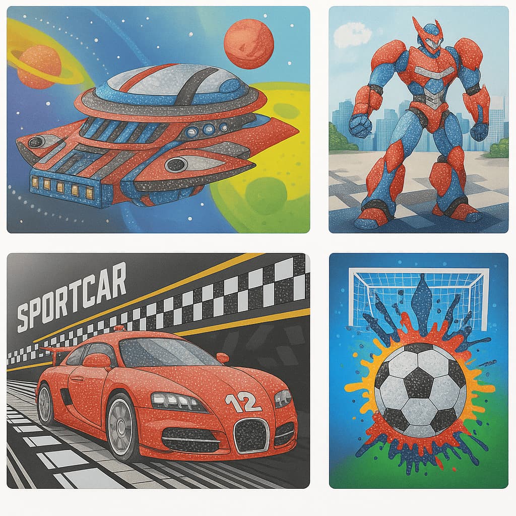 Kit Quadros De Pintura 5d Diamante Infantil Masculino Tema Variado