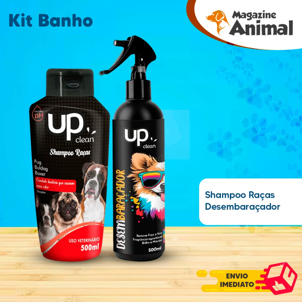Kit banho Shampoo Para Cachorro pet Shampoo para cães Pug - Buldog - Boxer + Desembaraçador UP Clean