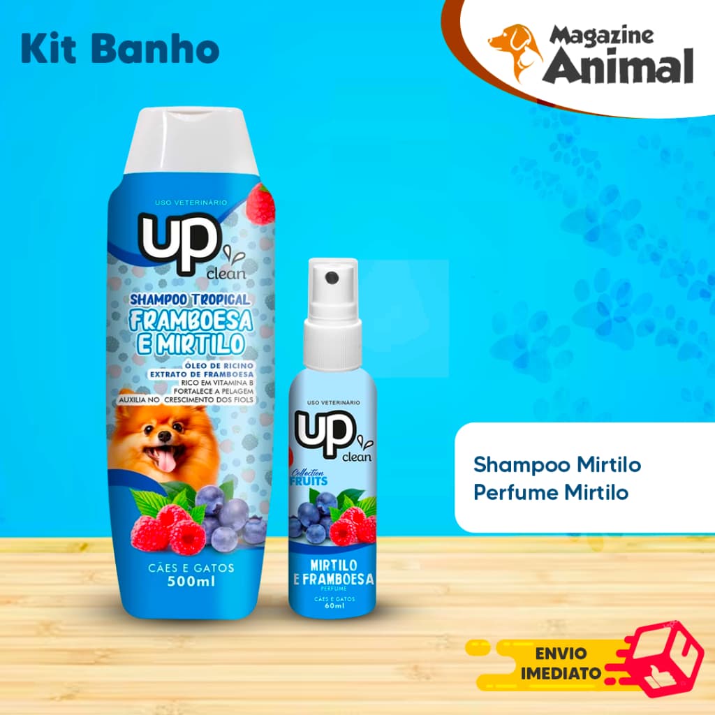 kit Shampoo para cachorro pet Mirtilo Framboesa 500ml + Perfume para Cachorro mirtilo framboesa 60mL