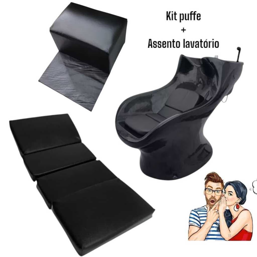 kit baby bank puff infantil cadeira barberiro + assento para lavatorio italiano