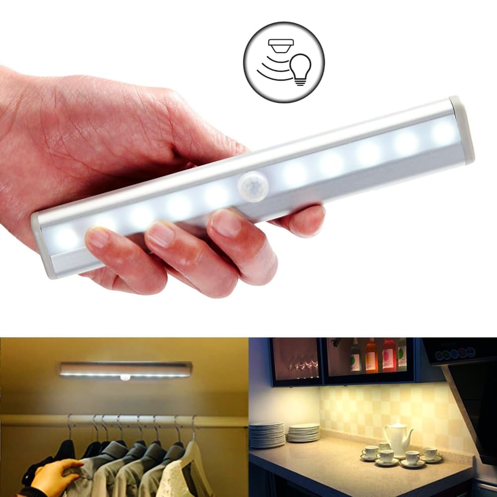 Luminária LED com Sensor de Presença à Pilha Portátil Luz Noturna Automática 14 LEDs