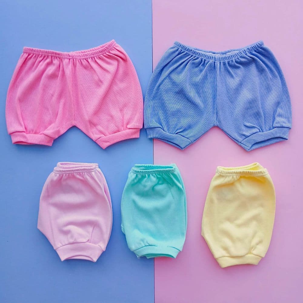 Shorts Bebe Roupa Tapa Fralda Verão Com Punho 100% Algodão Menina Menino Calor P ao G