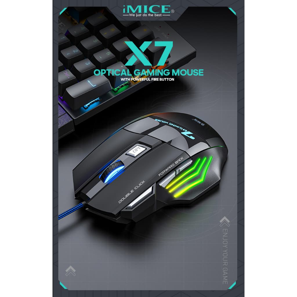 Mouse USB com Fio X7 Gamer Mecânico com Iluminação para Jogos Eletrônicos