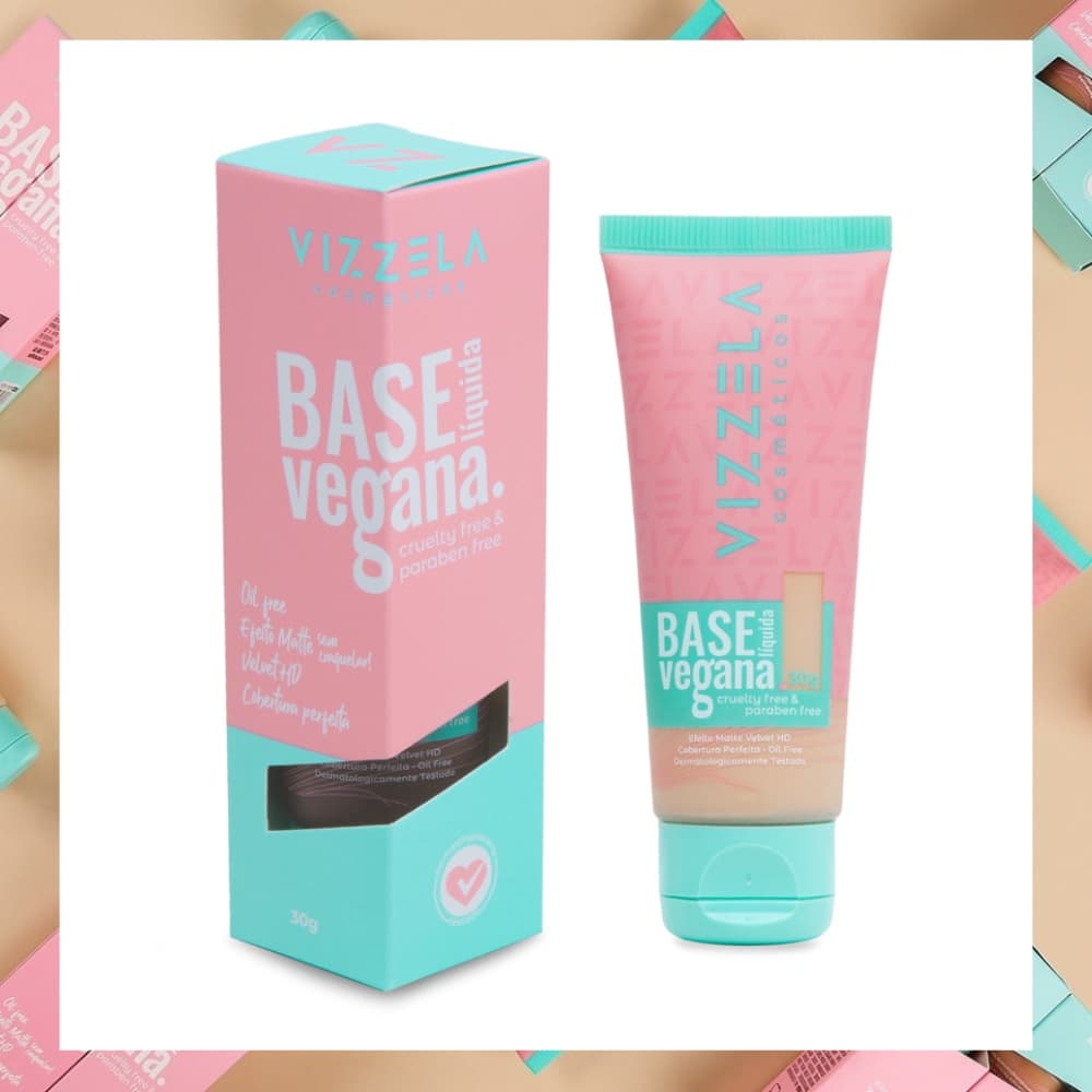 Base Líquida Matte Velvet HD 30g – Vegana, Alta Cobertura e Efeito Aveludado - Vizzela