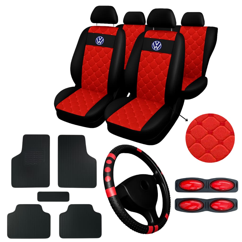 Kit De Capa De Banco Couro Automotivo Tapete Automotivo Volkswagen Otimizado capa de volante