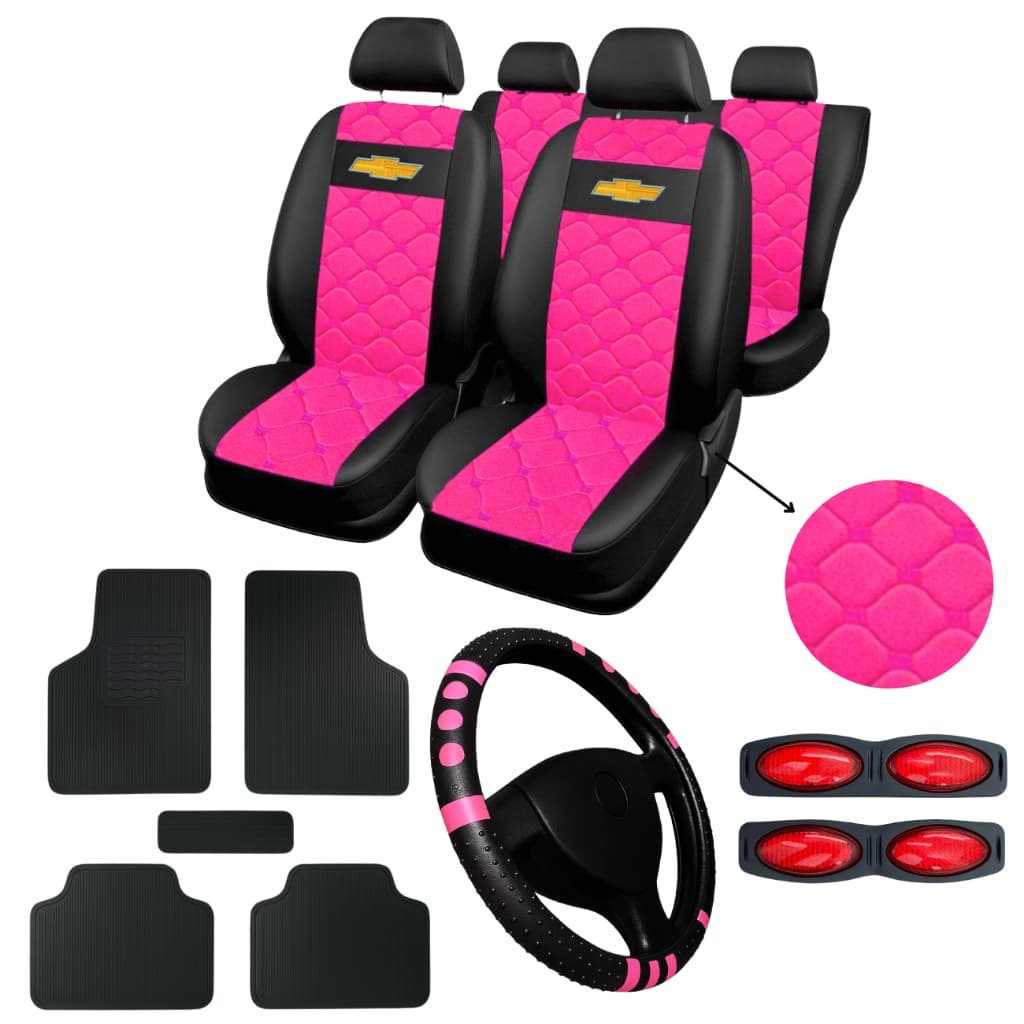 kit Capa Banco Carro Em Tecido Automotivo Corsa Celta Prisma Onix Vectra + tapete de carro + volante