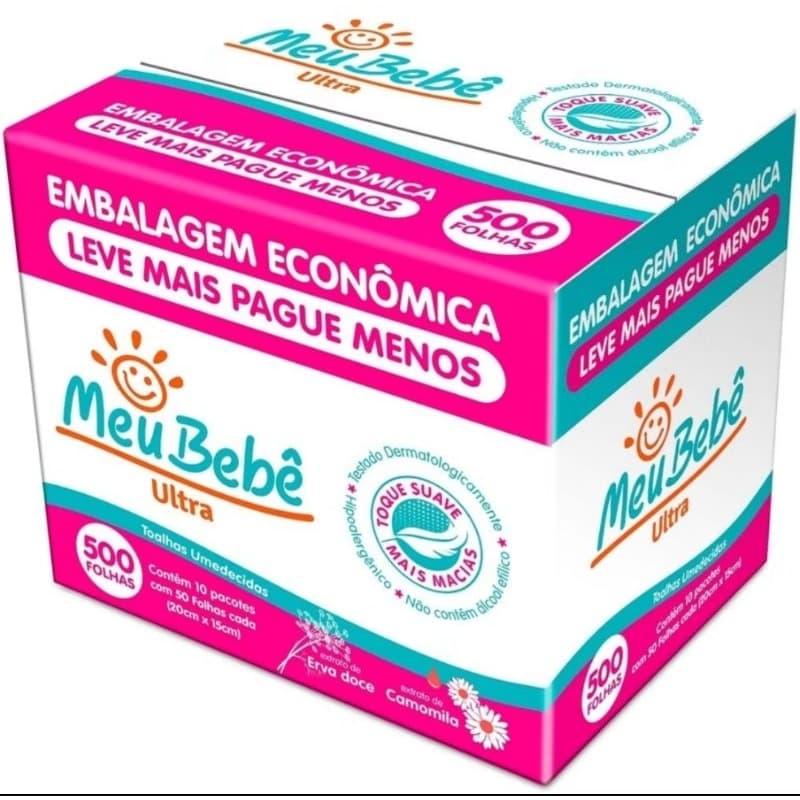 Toalha Umedecida Meu Bebê Utra 500 Folhas lenço infantil kids
