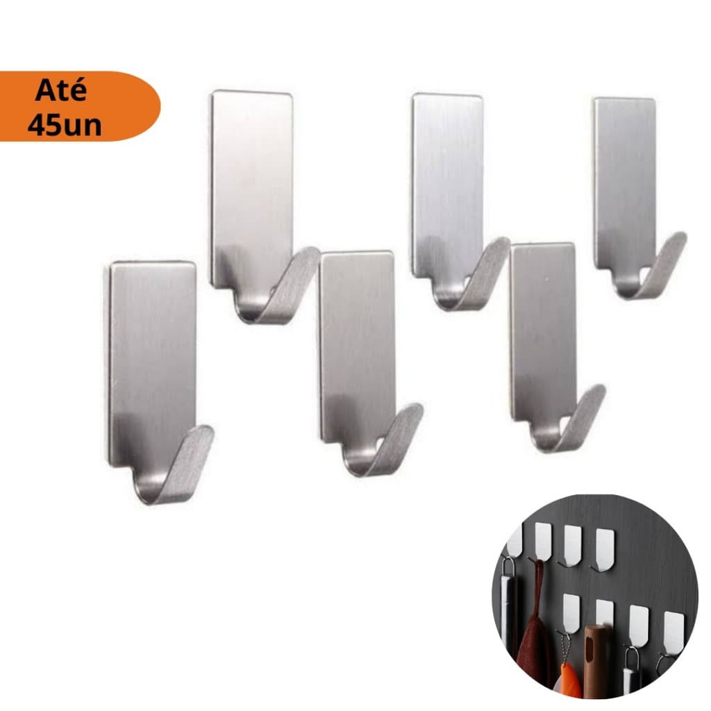 Ganchos Adesivos Aço Inox Não Enferruja Porta Chaves Toalha Cozinha Banheiro Multiuso