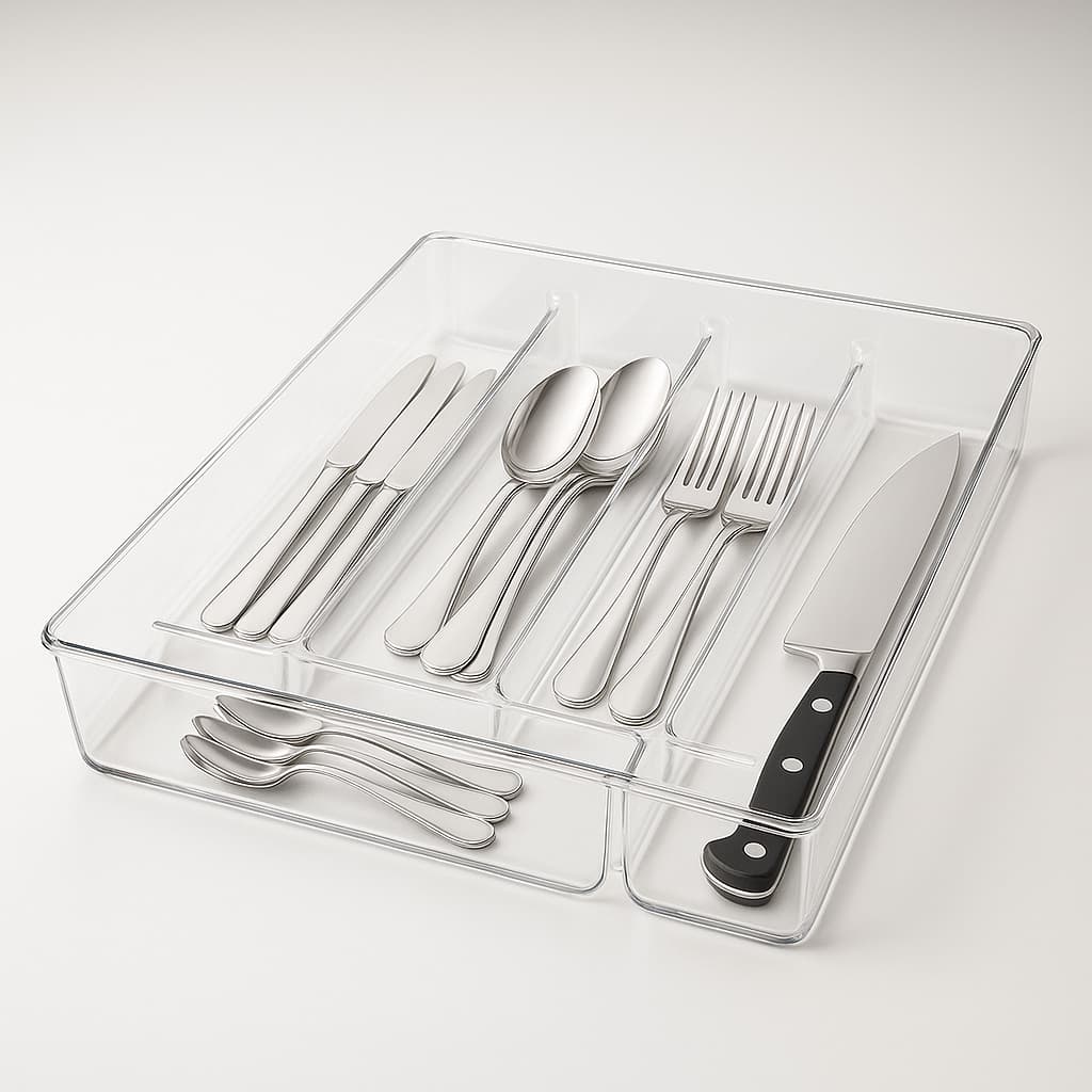 Organizador de Talheres para Gaveta com 5 Divisórias Cozinha Organizada Multiuso