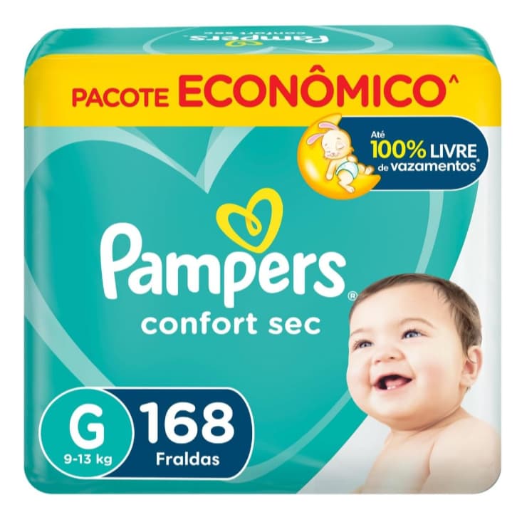 Fraldas Pampers Confort Sec G 168 Unidades
