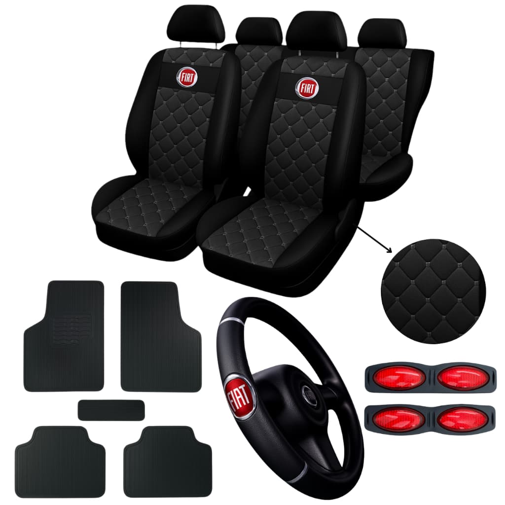 kit Capa de Banco Tecido couro Grosso Automotivo Carro Palio Uno Siena Argo Cronos Punto Idea tapete