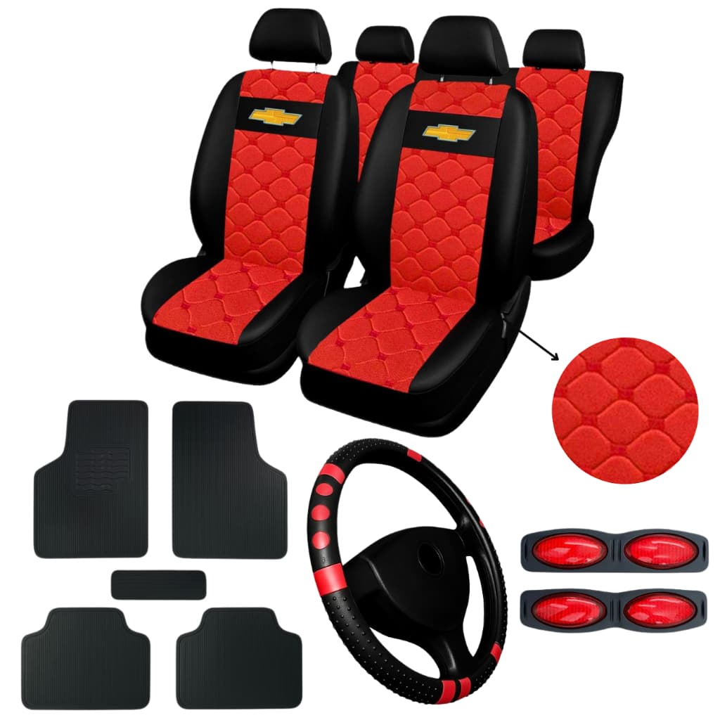 kit Capa Para Banco De Carro Automotivo Corsa Celta Prisma Onix Vectra Monza + tapete + volante