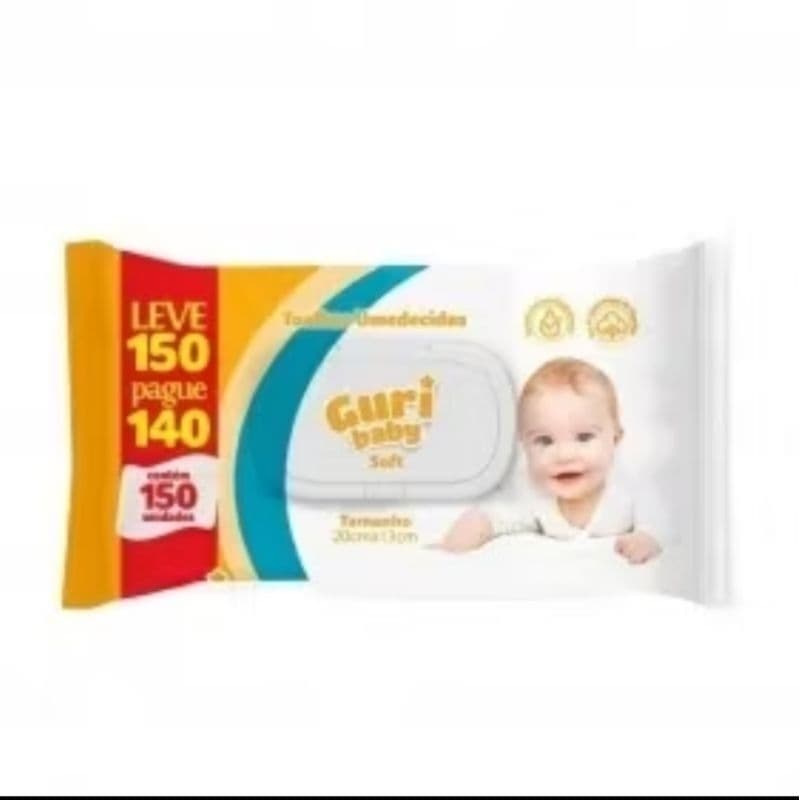 Toalha Umedecida infantil Guri Baby Soft leve 150 pague 140 unidades