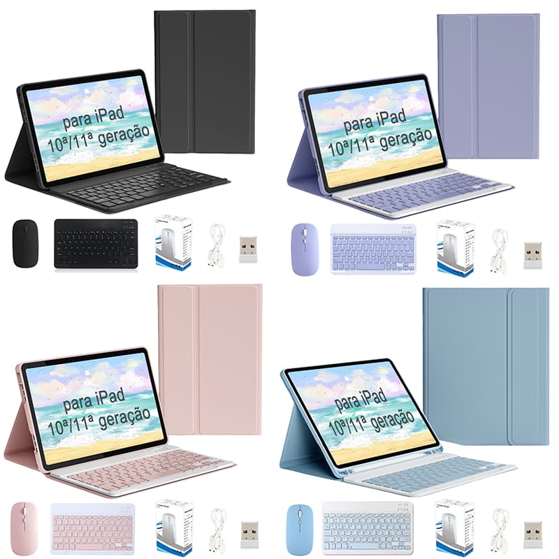 Capa Para Ipad 11ª Geração (A16) /10ª Geração (10,9")Com Magnético Teclado Sem Fio Abnt2 E Mouse Bluetooth (Com "Ç")