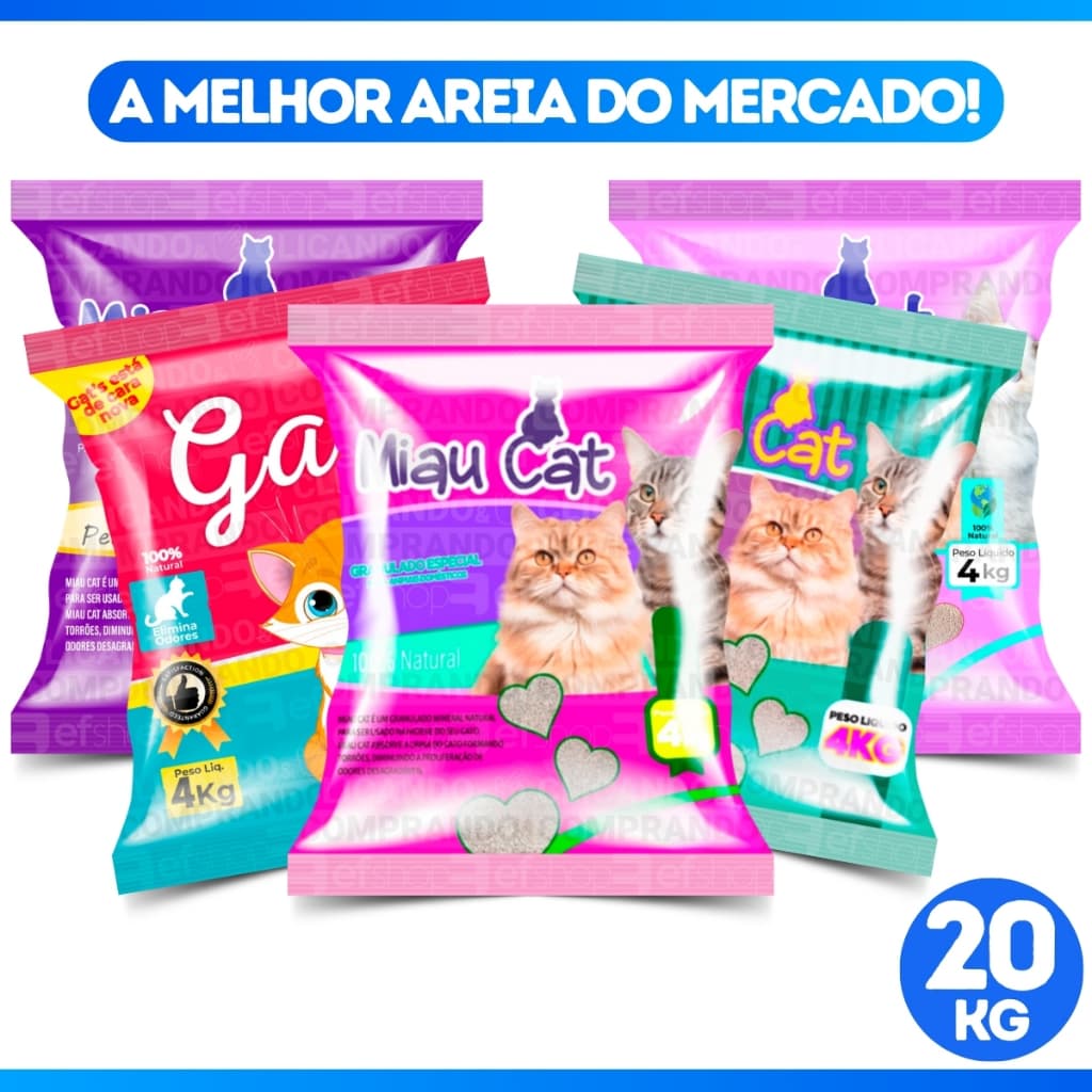 Kit *1 a 5* Pacotes de Areia Sanitária Antiodor Tira Cheiro Gatos Tradicional 100% Natural