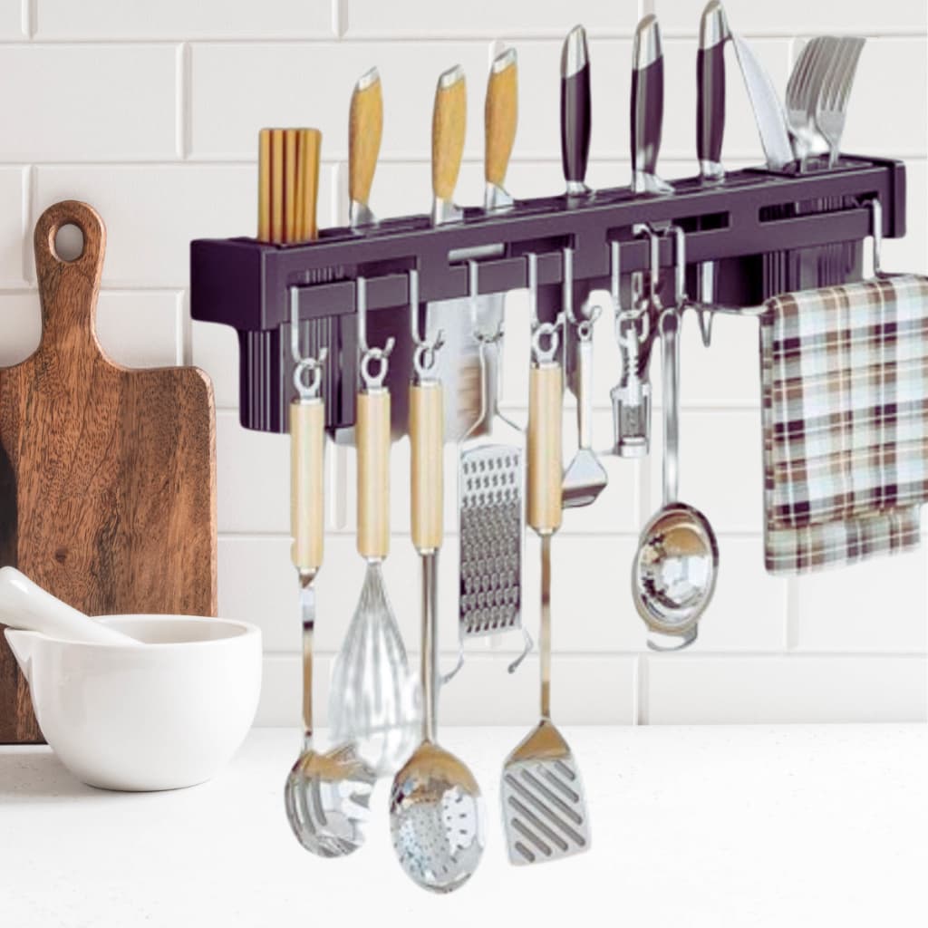 Suporte Organizador para Utensílios de Cozinha 8 Ganchos Armazenamento Facas Talheres Espátulas Organizador Multiuso Lar
