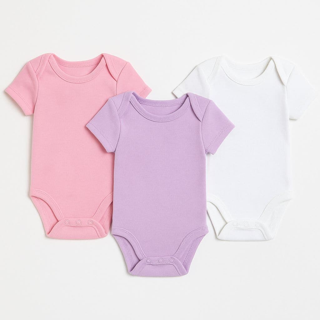 Body Infantil Bebê Kit 3 Peças Manga Curta Suedine 100% Algodão Liso Meia Manga Enxoval Maternidade Roupas Infantis