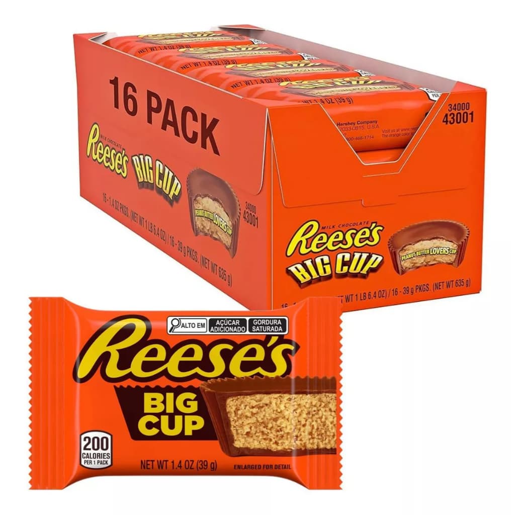 Caixa com 36 Unidades de Chocolate Reese's com Pasta de Amendoim Duo Cups 42g Importado