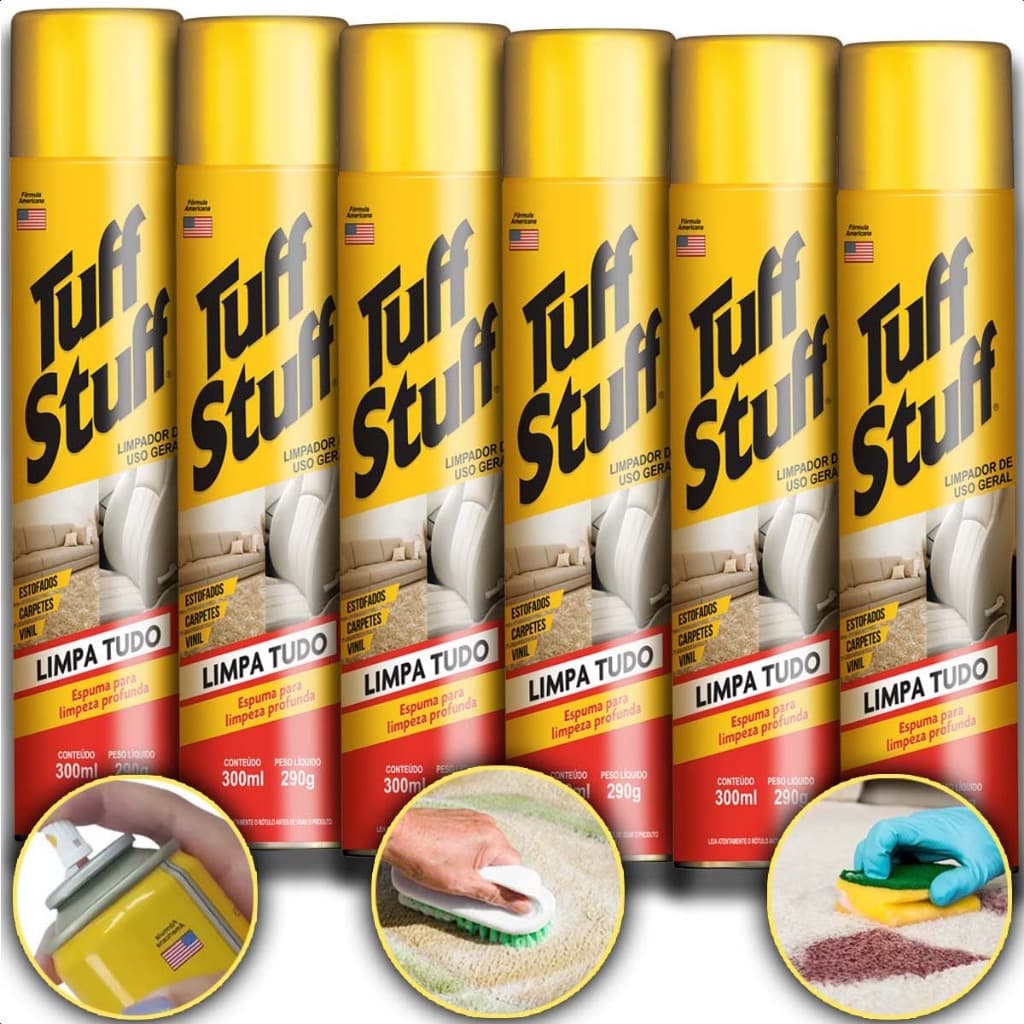 Kit 6 Tuff Stuff Limpa Tudo - Espuma de Limpeza Para Uso Geral Casa Carro Roupa Sofá Estofado - STP