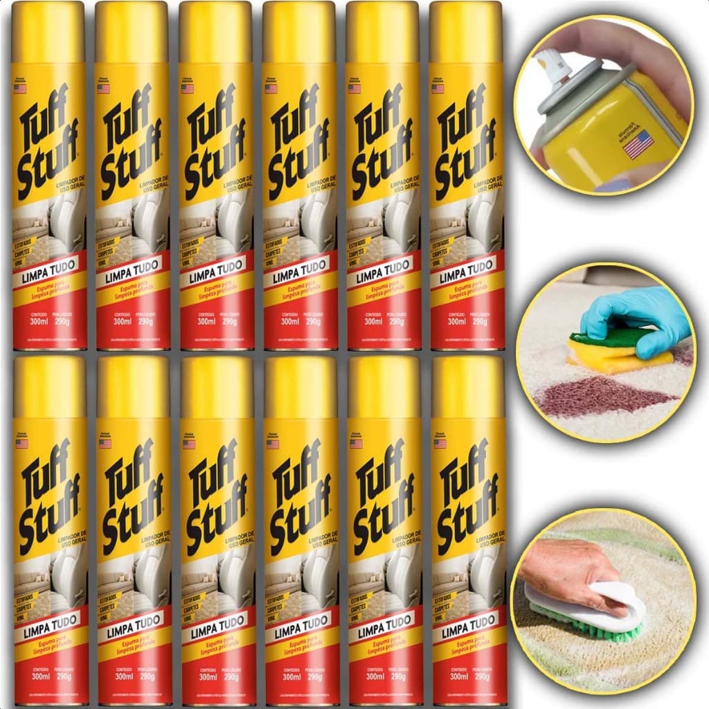 Kit 12 Tuff Stuff Limpa Tudo - Espuma de Limpeza Para Uso Geral Casa Carro Roupa Sofá Estofado - STP