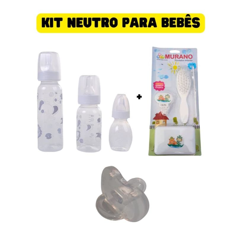 Kit Com 3 Mamadeiras & Produtos Neutro para Bebês