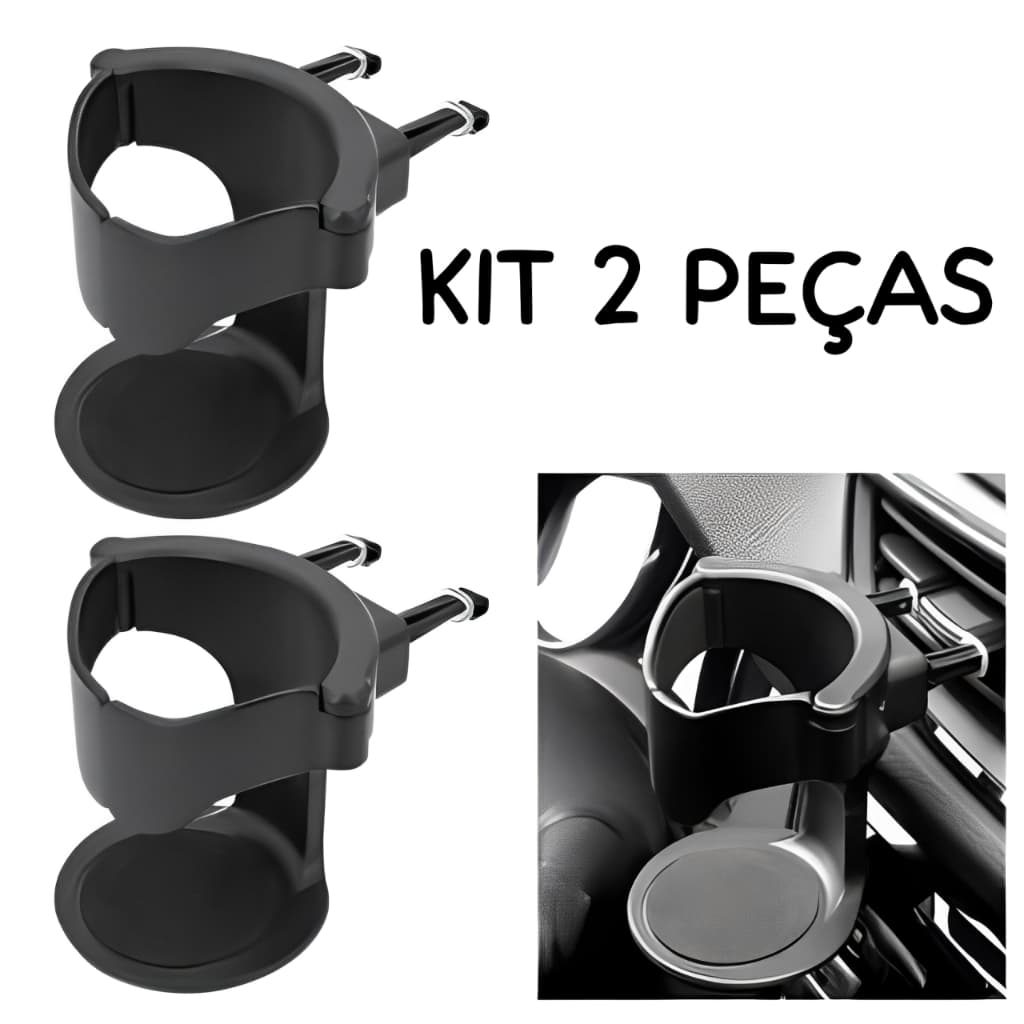 Kit 2 Peças Suporte Para Copo Bebidas Universal Automotivo Carro Ajustável Preto