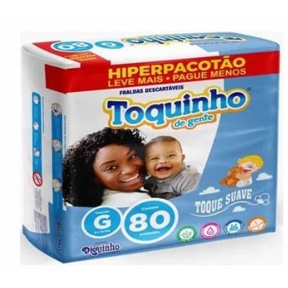Fralda Descartável  Toquinho Hiper Plus G80 unid. Infantil Bebê