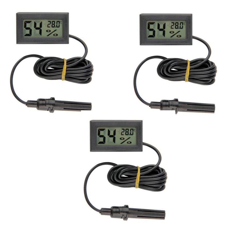 Kit Com 3 Termo Higrômetros Digitais LCD com Certificado Calibraçao usados Chocadeira temperatura umidade embutir