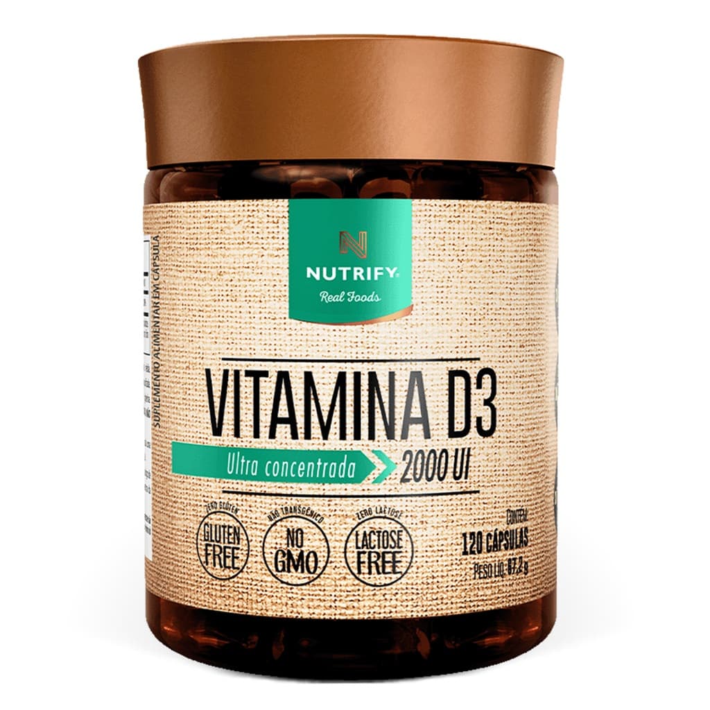 Nutrify - Vitamina D3 2.000 UI - Para Músculos e Imunidade - 120 Cápsulas - Sabor Neutro