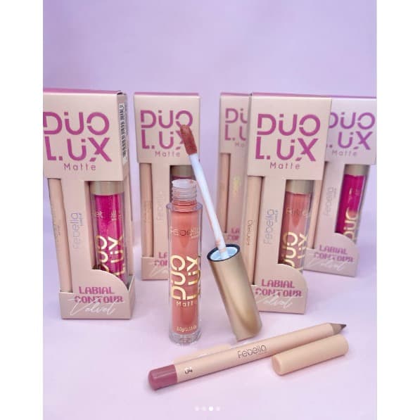 Duo lux Matte Batom Líquido e Lápis Contorno Labial Febella