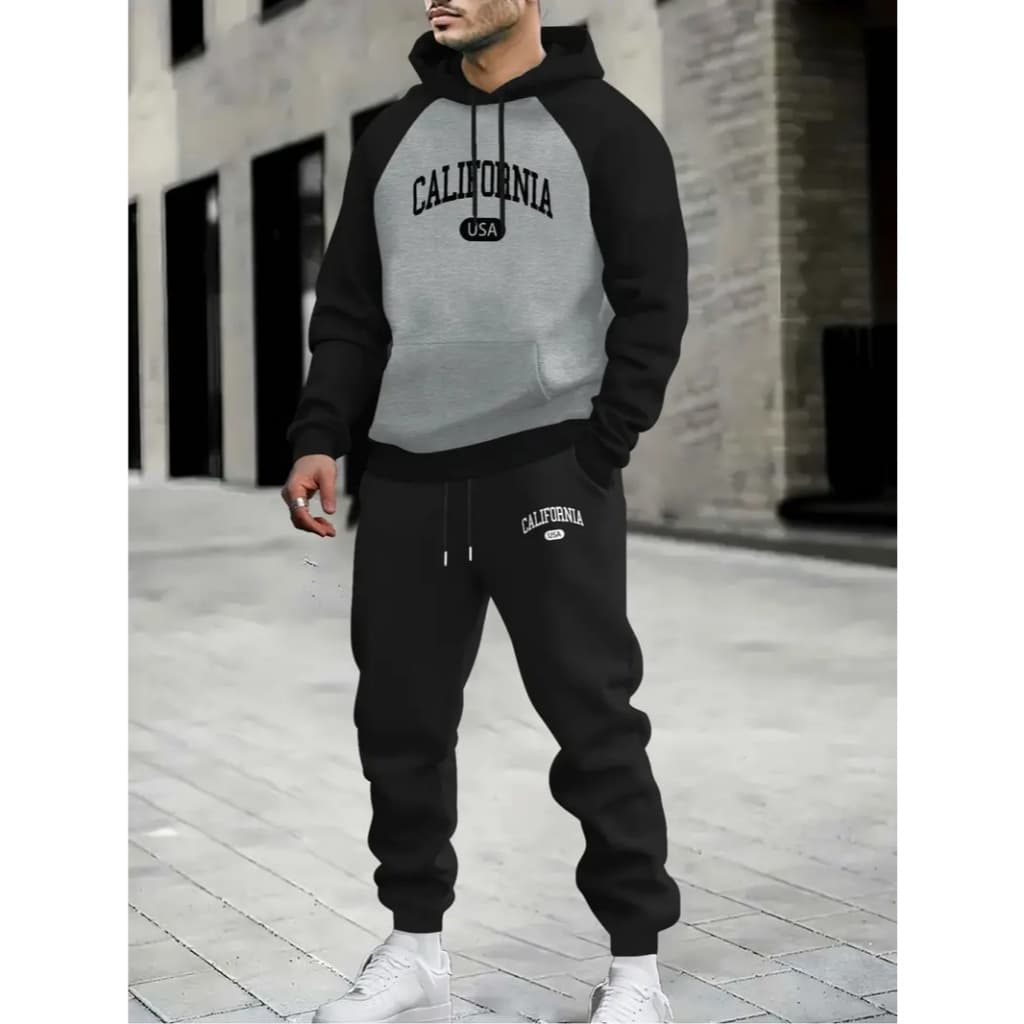 CONJUNTO MOLETOM MASCULINO BLUSA DE FRIO CANGURU E CALÇA MOLETOM ESTAMPA CALIFORNIA 98