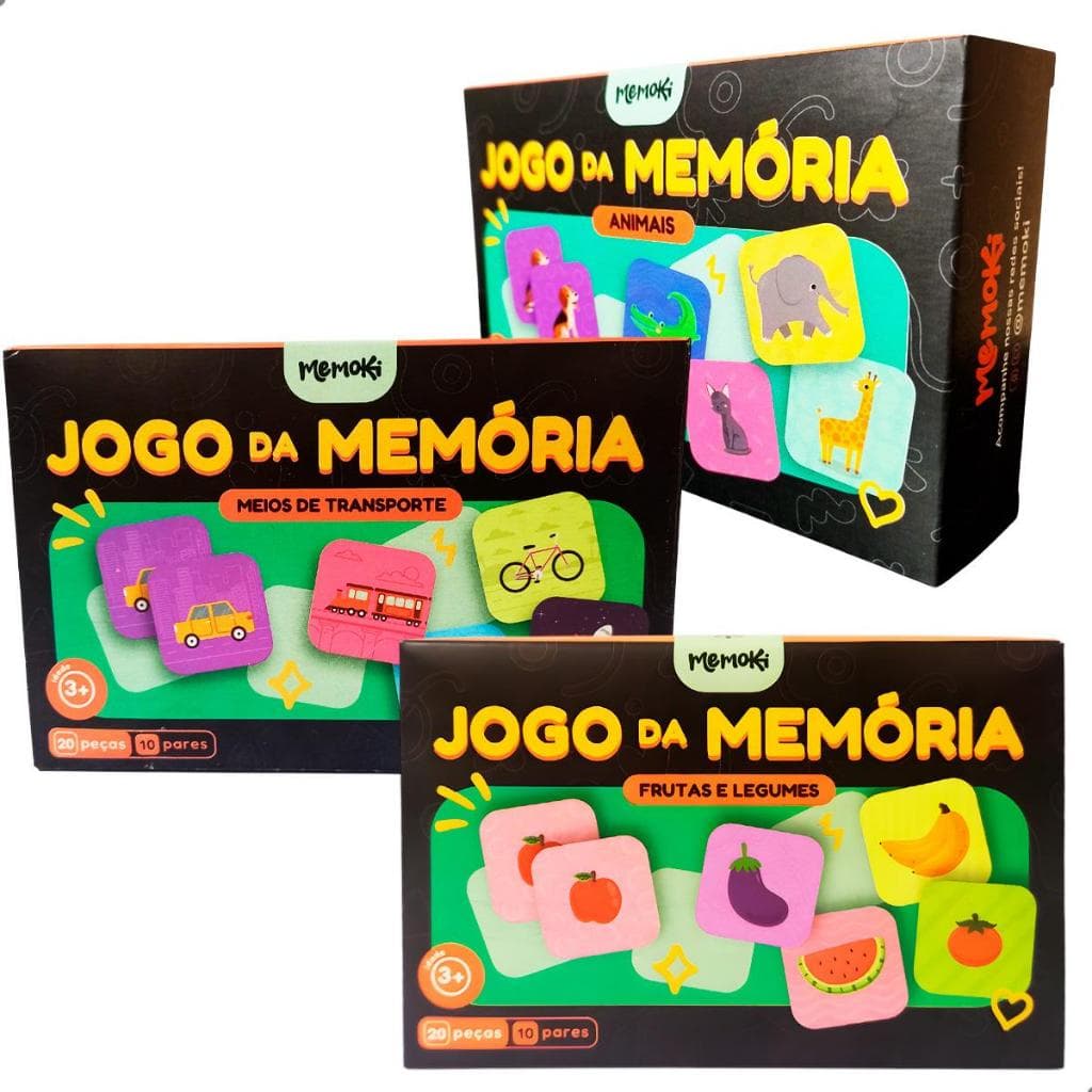Jogo Da Memória MDF 20 Peças 5x5cm Animais Frutas Legumes Ou Meios De Transportes Educativo Infantil Seguro