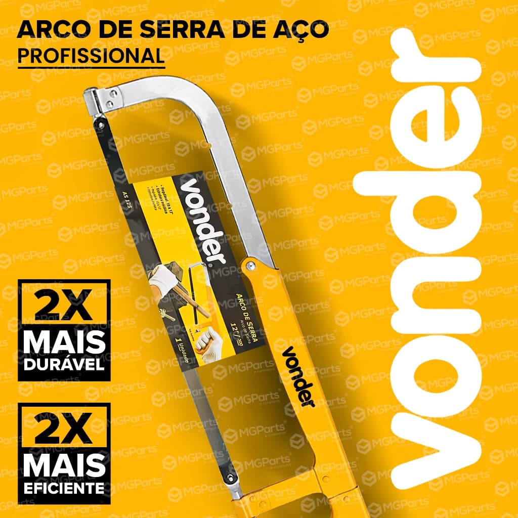 Arco Serra Profissional Ajustável 200 a 300mm Vonder em Aço Carbono com Lâmina