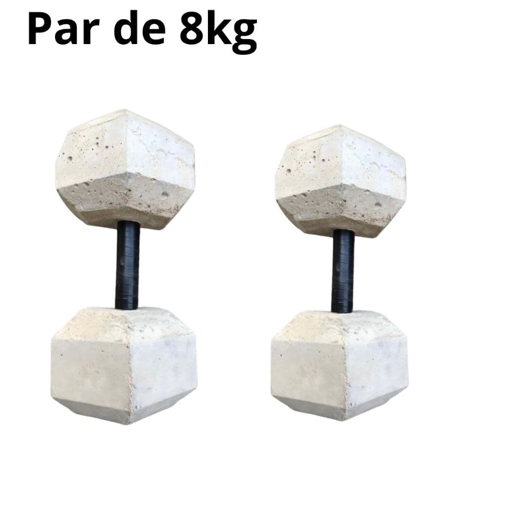 Par de halter de 8kg sextavado (concreto) - Musculação Academia - Pesos de academia- Sem acabamento
