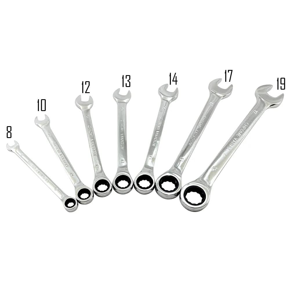 Kit Ferramentas Chaves Catraca Profissional Cromo Vanádio Jogo 7 Peças Oficina