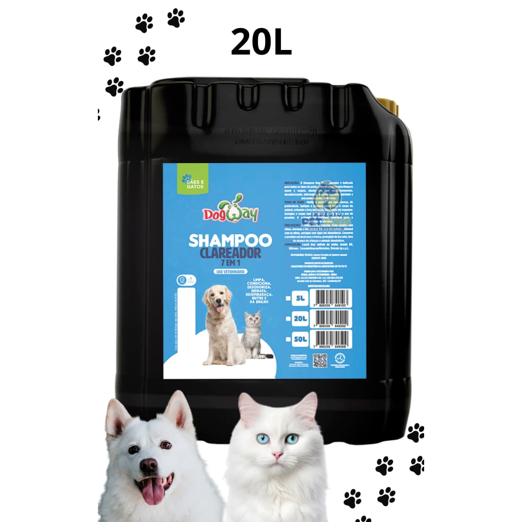 Shampoo Clareador Dog Way 20L para Cães e Gatos Genial Pet Banho e Tosa