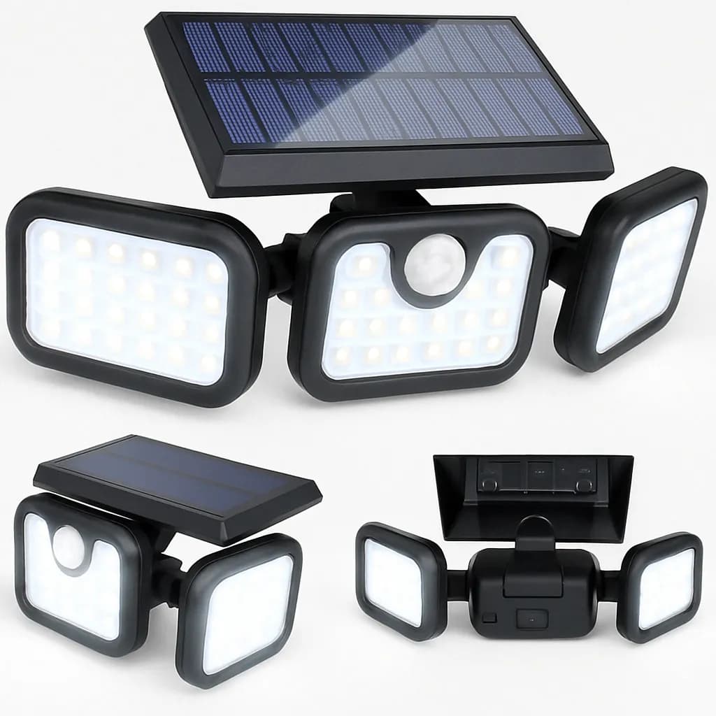 Luminaria Refletor Solar Externa Led Sensor 40w 1200mah Ip66 2000 lumens 70 LEDs íon de lítio 18650