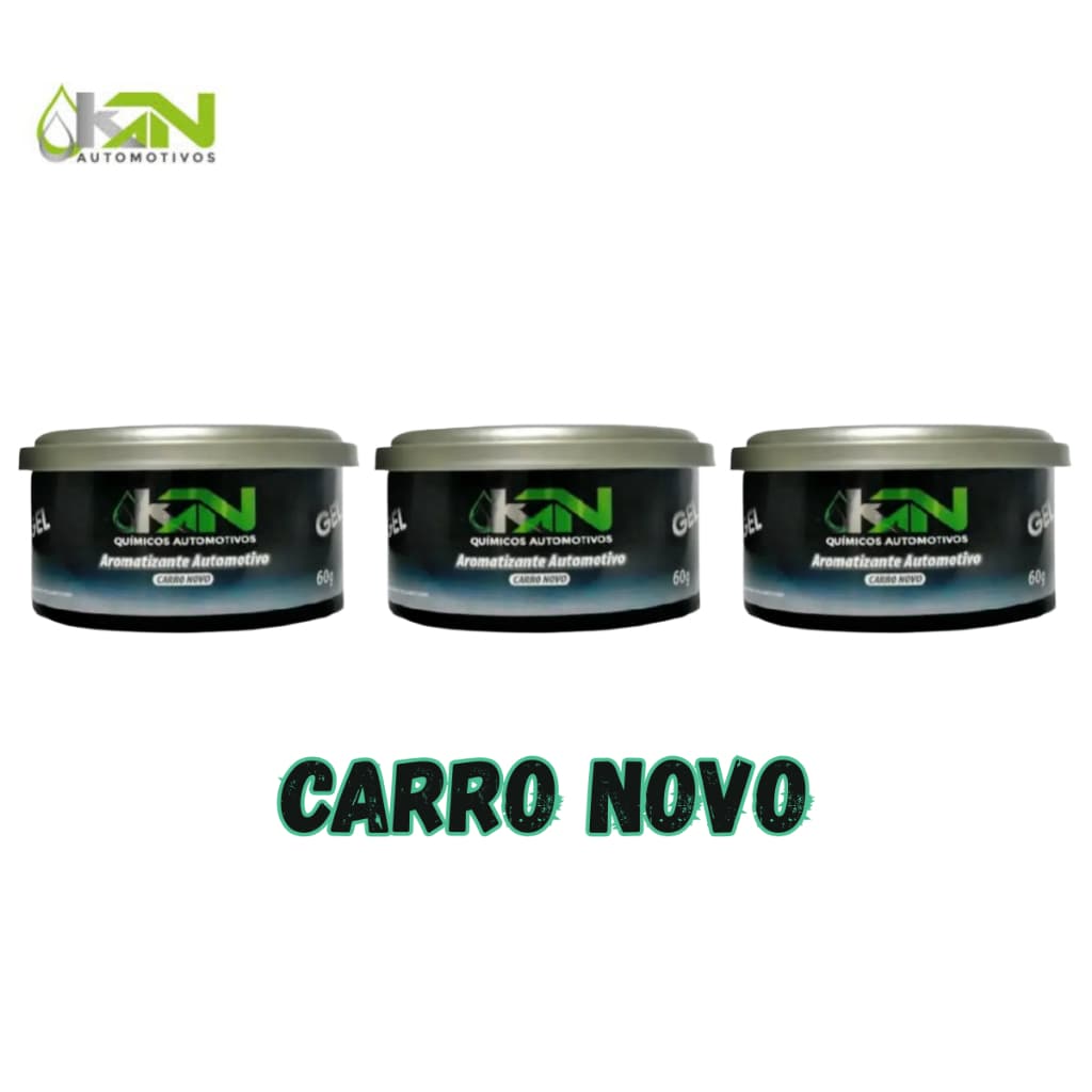 Kit c/3 Cheirinho para Carro Aromatizador em Gel KN 60g Aroma Carro Novo