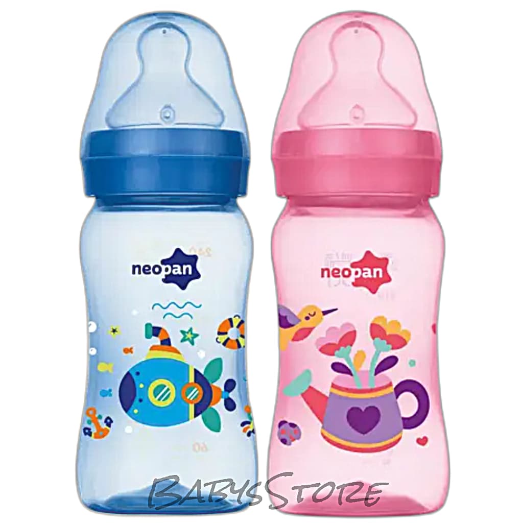 MAMADEIRA DECORADA BOCA LARGA 250ML  BICO TAMANHO 2 ORTODÖNTICO (+ 6) NEOPAN