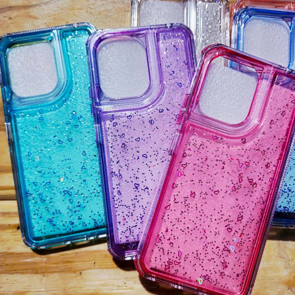 Capa capinha anti impacto silicone Com Brilho para Xiaomi Redmi 13C / Capa Capinha Para Poco C65 – Brilho de coração